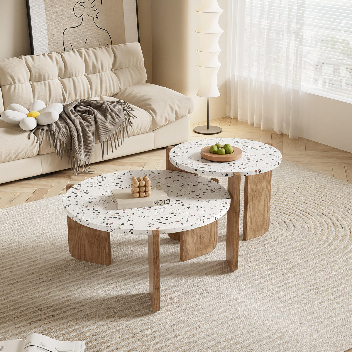 COUCHTISCH 2er Set stapelbar für Wohnzimmer & Balkon - Multicolor, Metall (70/70/35cm) - SHOPENTRA
