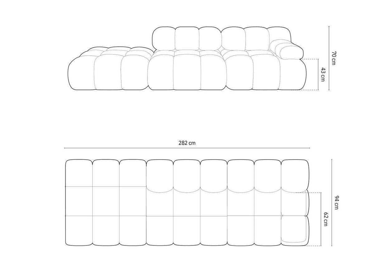 SOFA modular links Bellis aus 3D-Stoff braun 4 Sitzplätze - Braun, Textil (94/70/282cm) - Micadoni