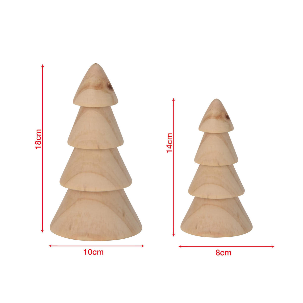 DEKO-WEIHNACHTSBAUM 2er Set, Braun 10/10/18 cm - Braun, Holz (10/18/10cm) - Mobili Rebecca