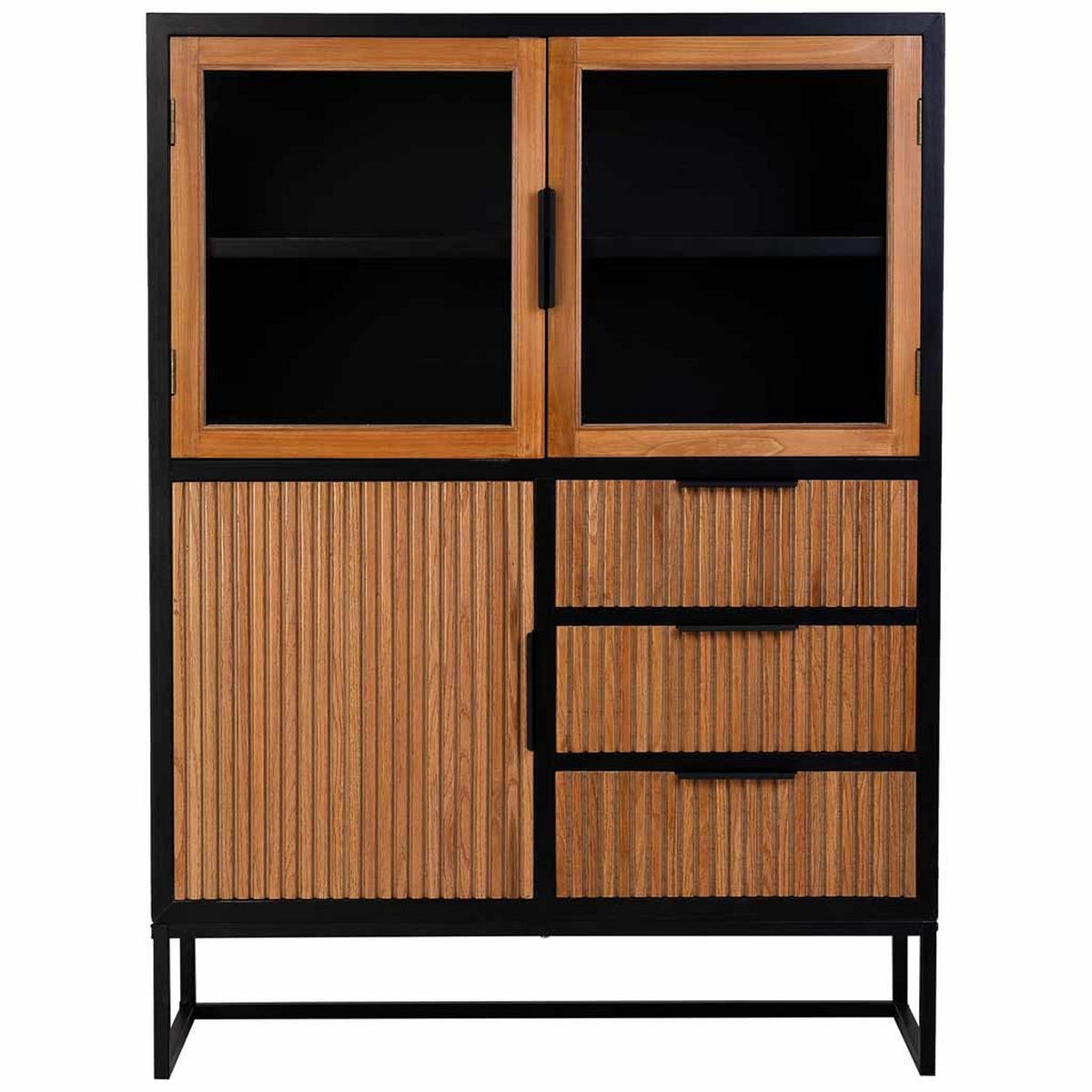 VITRINE mit 3 türen und 3 schubladen, holz, 100x40x135 cm - Braun, Holz (100/136/40cm) - Wanderlust