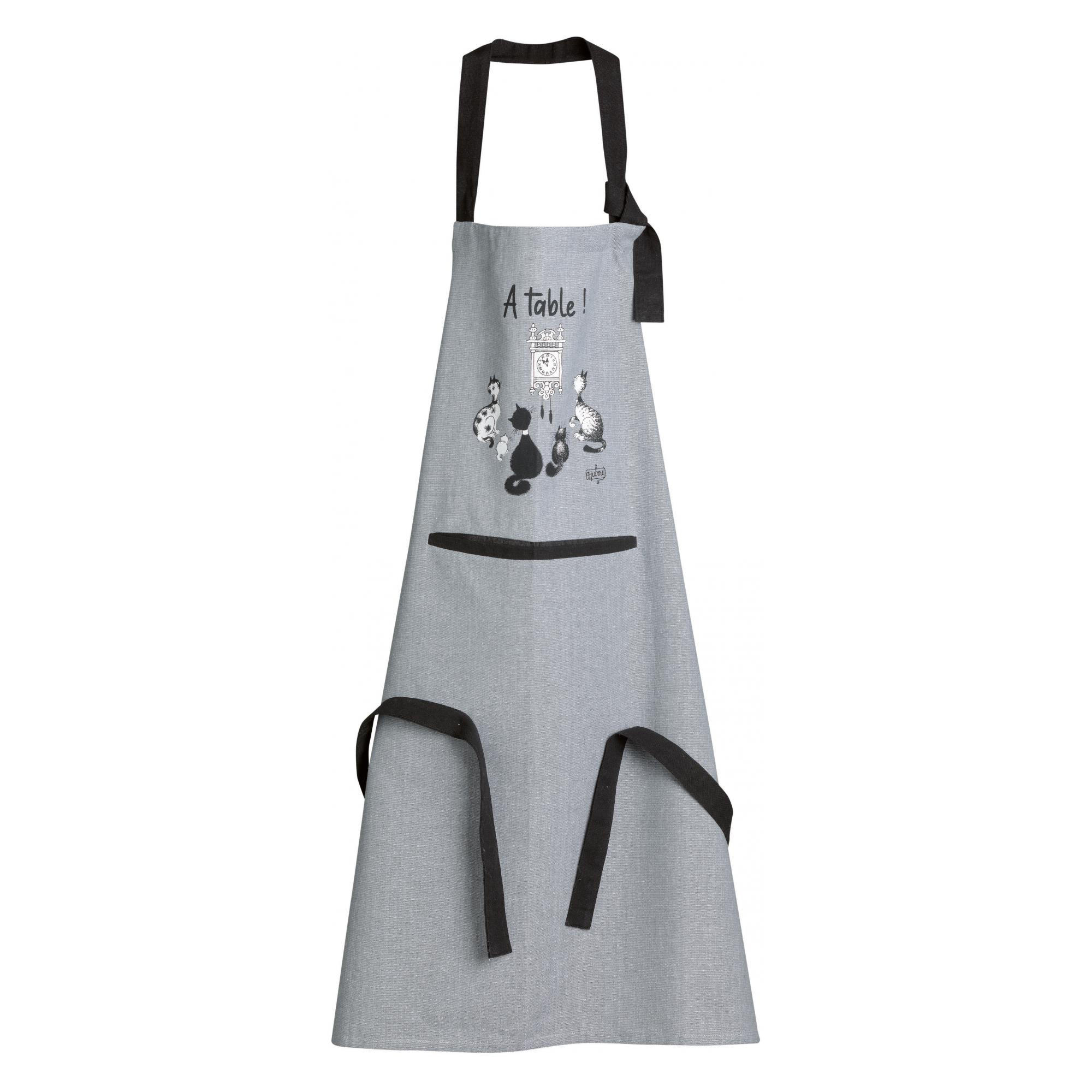 KÜCHENSCHÜRZE Dubout chat horloge grau 72 x 85 cm - Grau, Textil (72/85cm) - Winkler