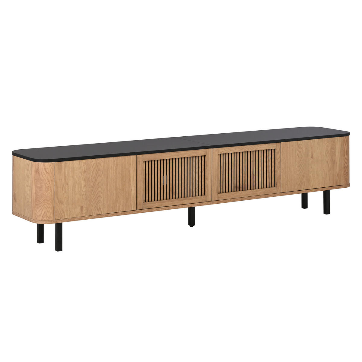 TV-SCHRANK Eiche 190/35/45 cm mit Gittertüren und Stauraum - Eichefarben, Karton (35/45/190cm) - PANGIVO