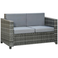 POLY-RATTAN Sofa mit Kissen 2-Sitzer, Garten, Loungesofa, Metall, Polyester, Grau - Grau, Metall (70/80/130cm) - Outsunny