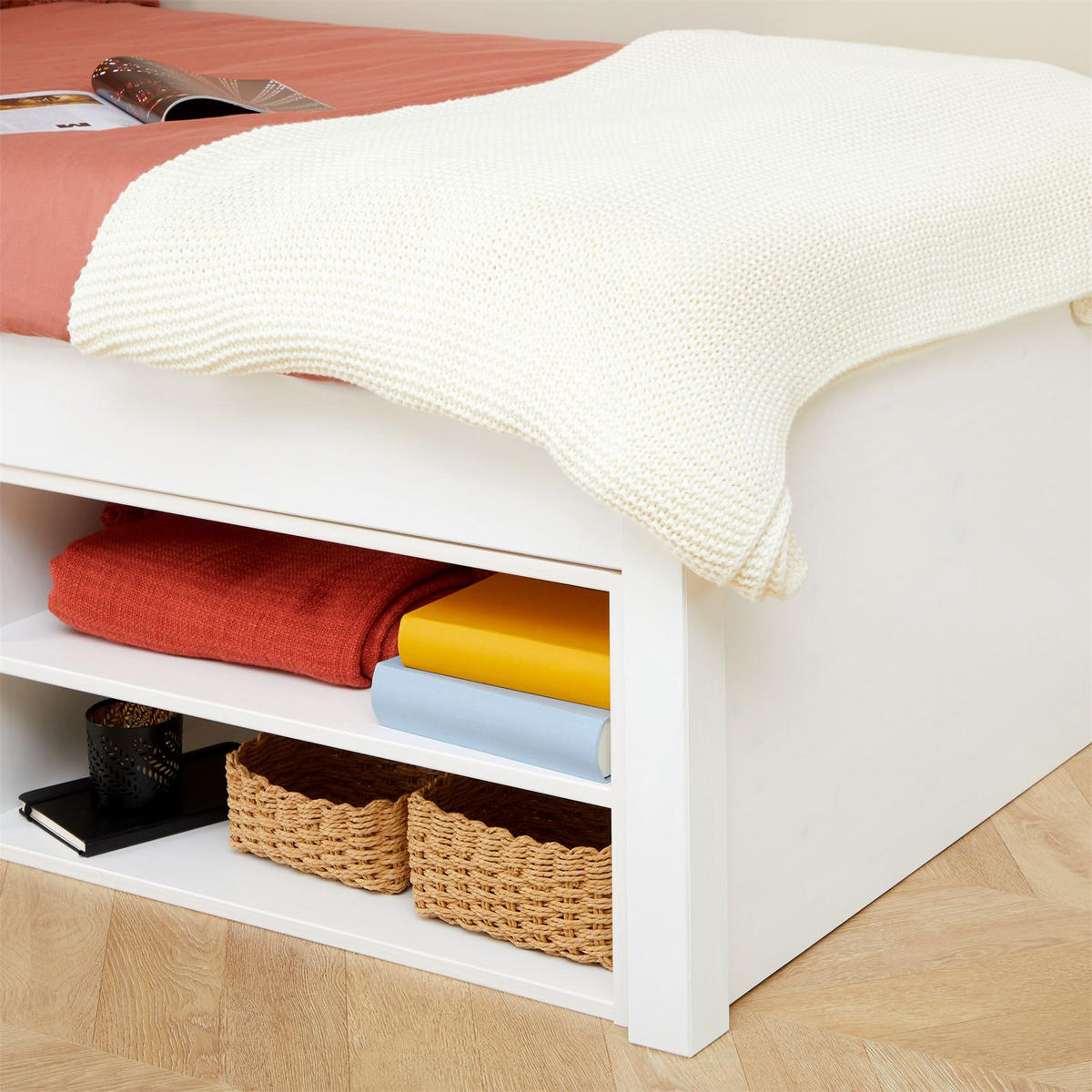SCHUBLADENBETT SABRINA 90X200 CM - Weiß, Holz (90/200cm) - IDIMEX
