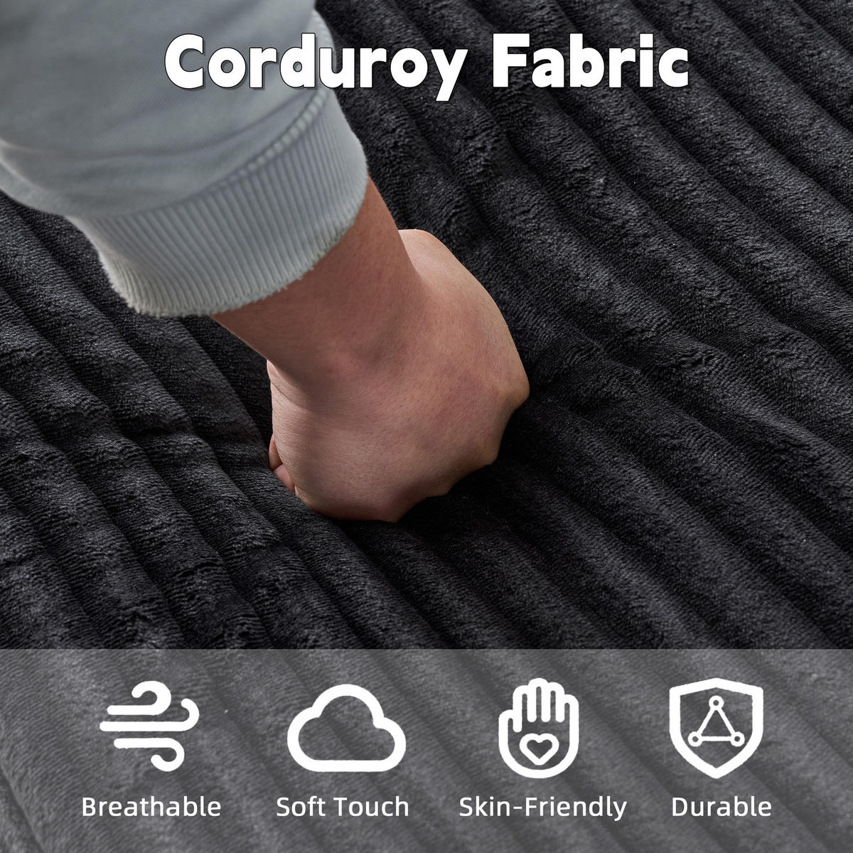 SCHLAFSOFA DE-33510 mit 3 Kissen Schwarz - Schwarz, Textil (165/63/112cm) - ComfortXL