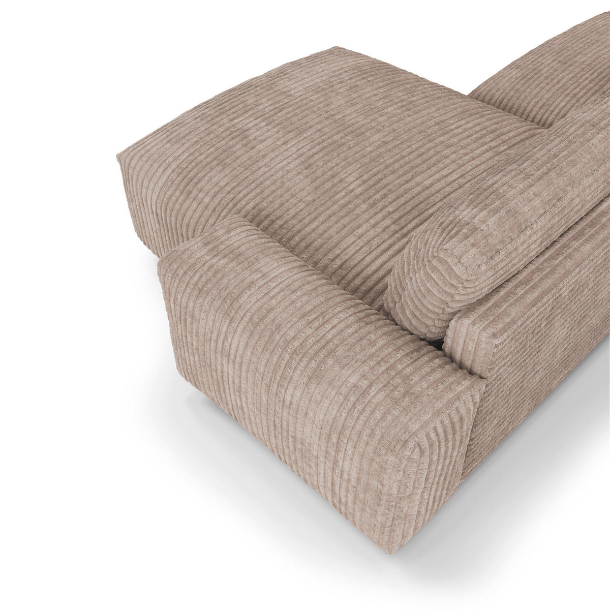 ECKSOFA RECHTS Gerippter Samt XXL Taupe 220cm - Taupe, Textil (220/120cm) - Sia Home