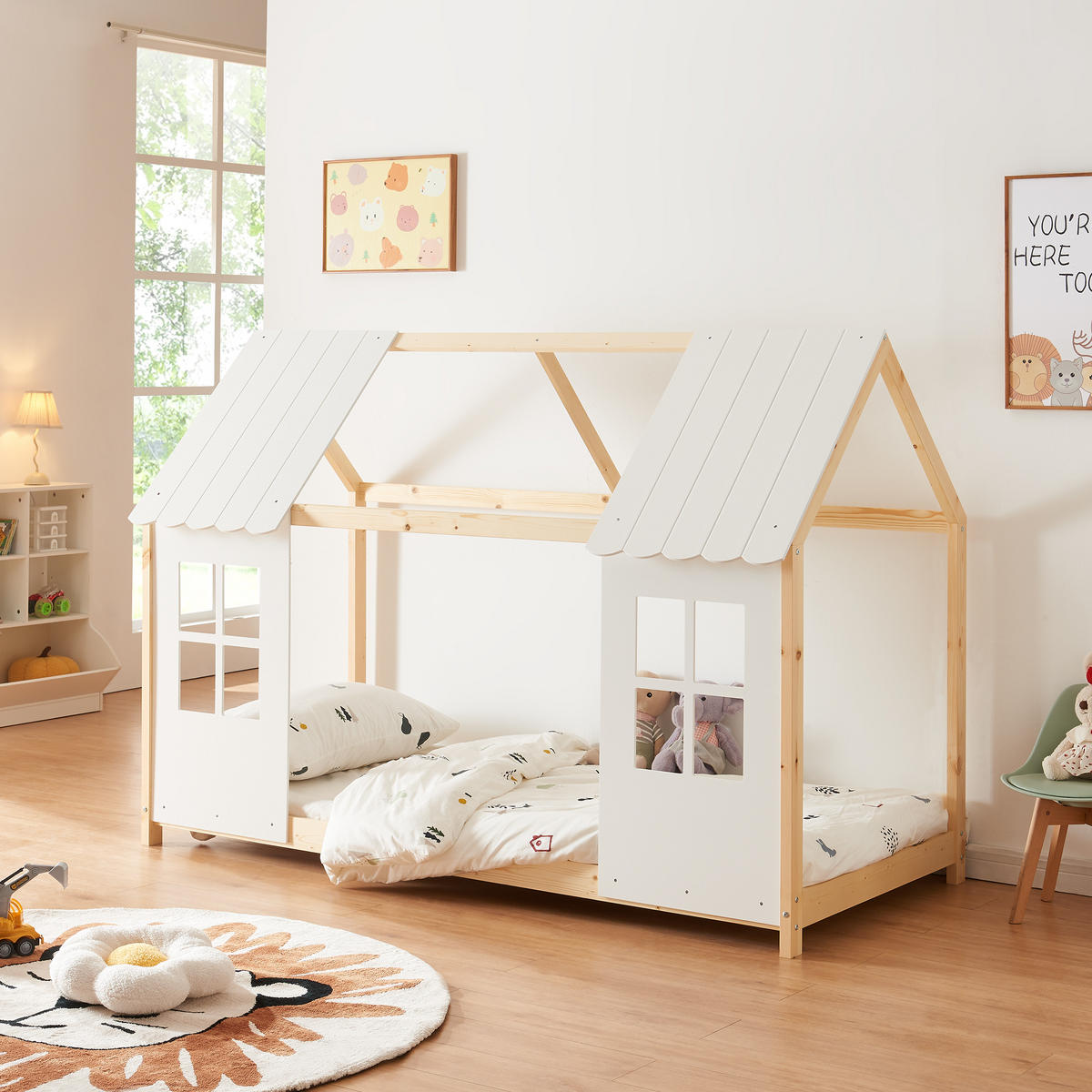 HAUSBETT Tostedt - Naturfarben, Holz (90/200cm) - [en.casa]