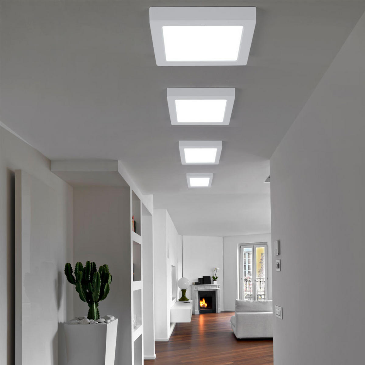 LED DECKENLEUCHTE Kunststoff Weiß 8er Set - Weiß, Kunststoff (21.4/21.4/3.1cm)