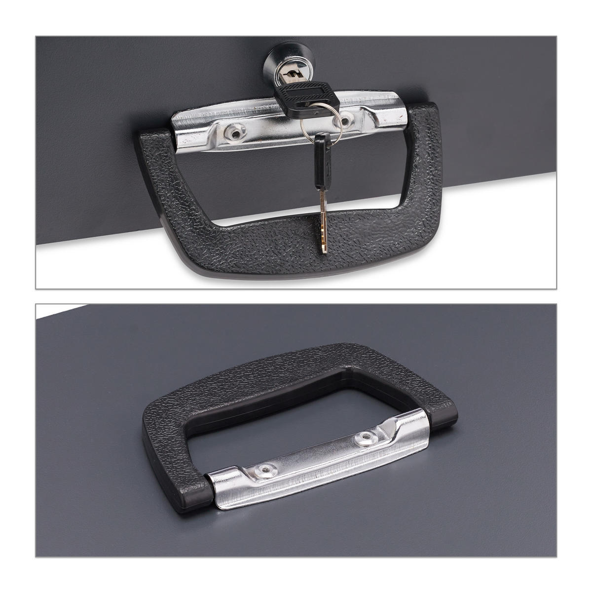 POKLADŇA na euro - čierna, kov/plast (36/10.5/27.5cm) - Relaxdays