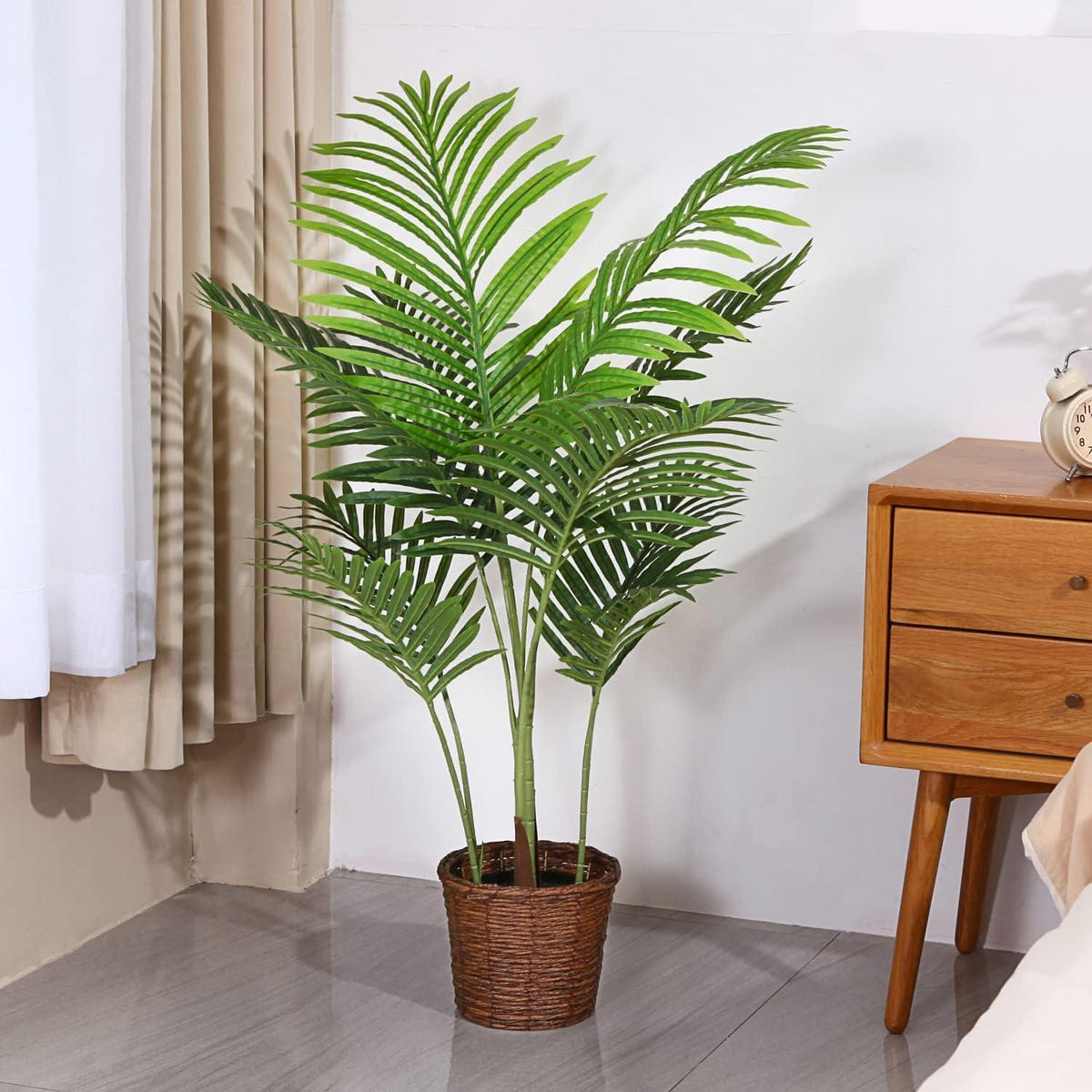 KÜNSTLICHE Areca Palme 110 cm mit 10 Stämmen im Topf - Braun, Kunststoff (109.2cm)