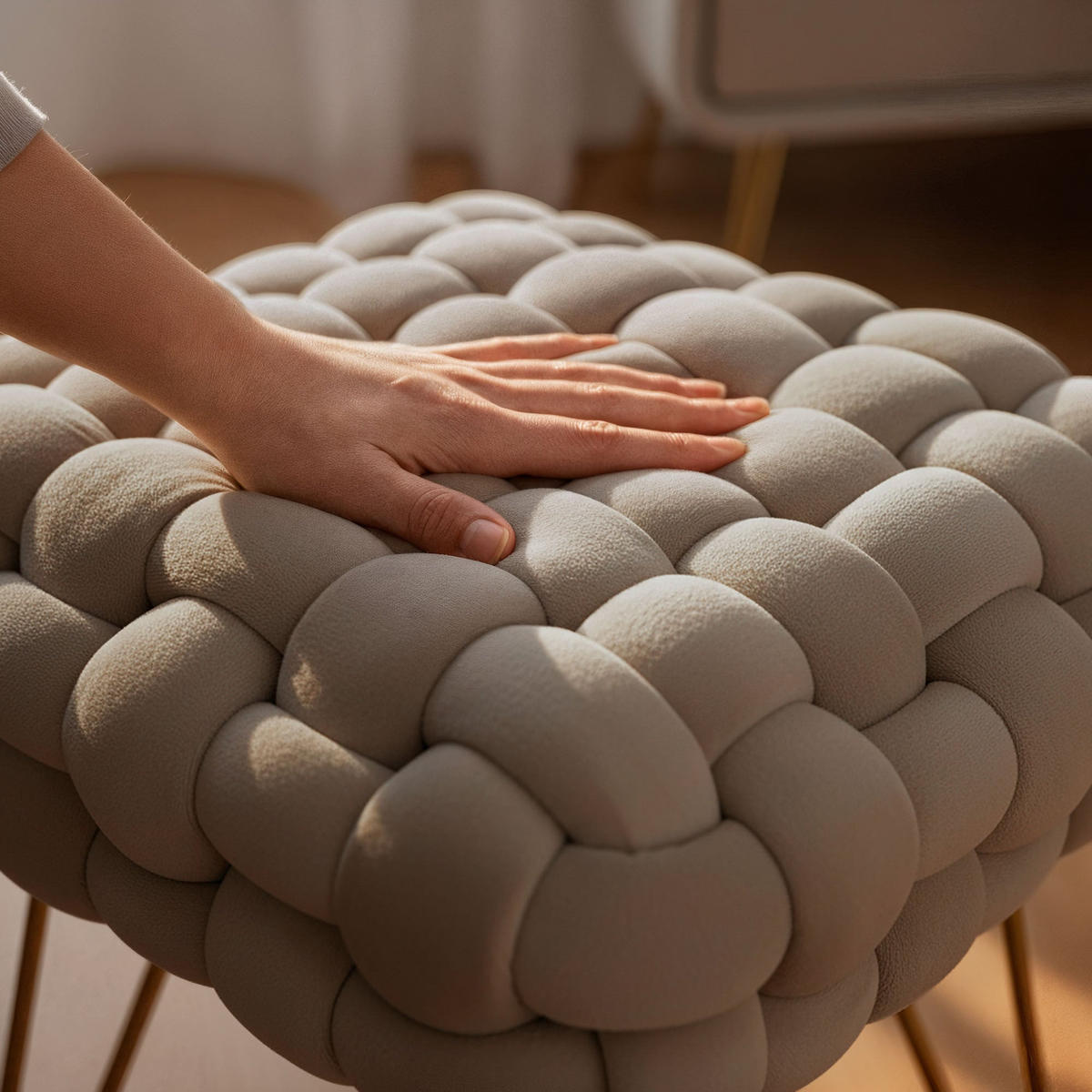 SITZHOCKER DOTTY, Beige, T38xB38xH42 - Beige, Holz (38/42/38cm) - Milordbikes