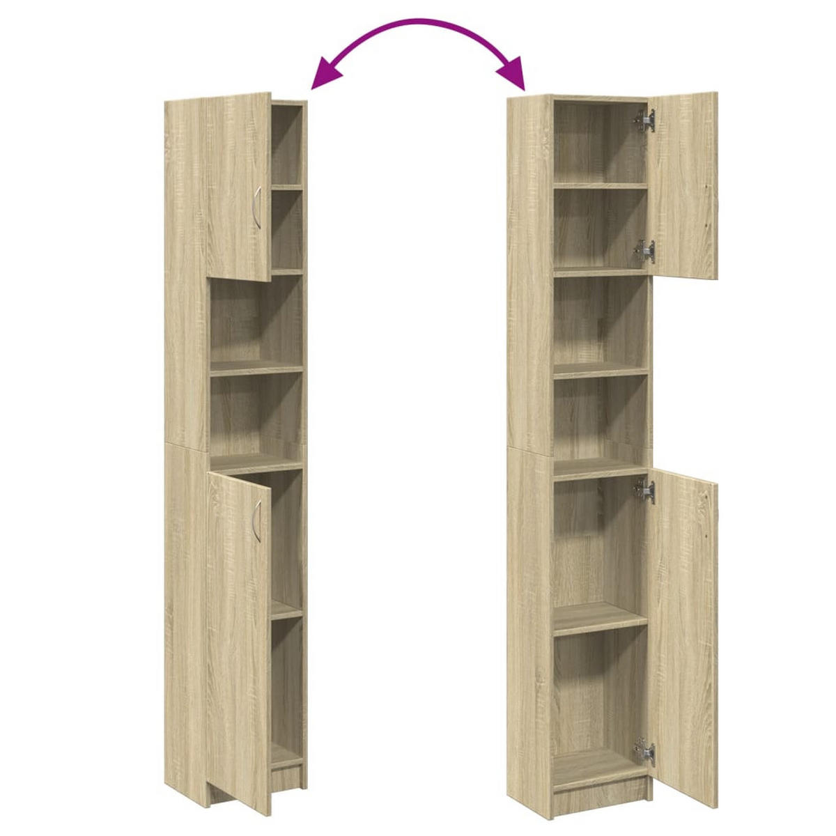 BADEZIMMERSCHRANK SONOMA-EICHE 32X25,5X190 CM HOLZWERKSTOFF - Sonoma Eiche, Holz (25.5/190/32cm) - vidaXL