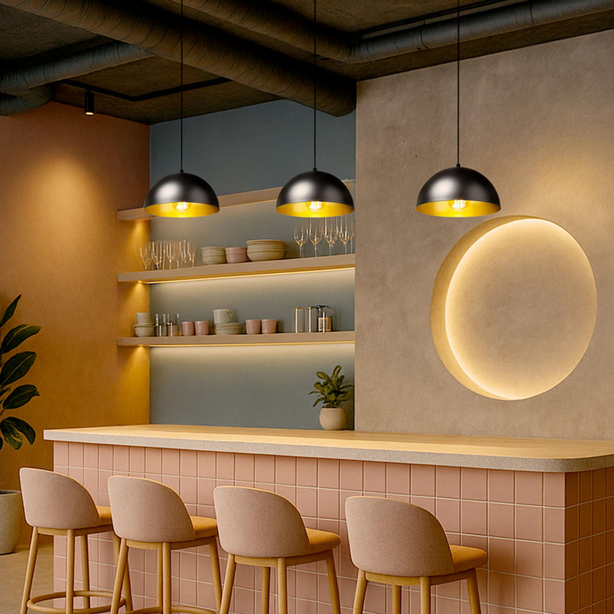 DECKENLEUCHTE GLADYS 30 Schwarz 15 W - Schwarz, Metall (30/30/20cm) - Rendl