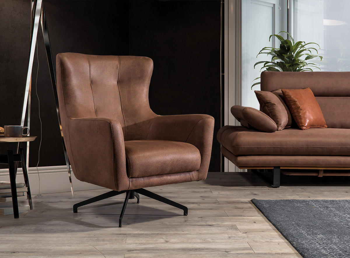 SITZGARNITUR Energy Grau-Seidengrau Stellvariante:3+3+1 - Braun, Holz (240/80/100cm) - Villa Möbel