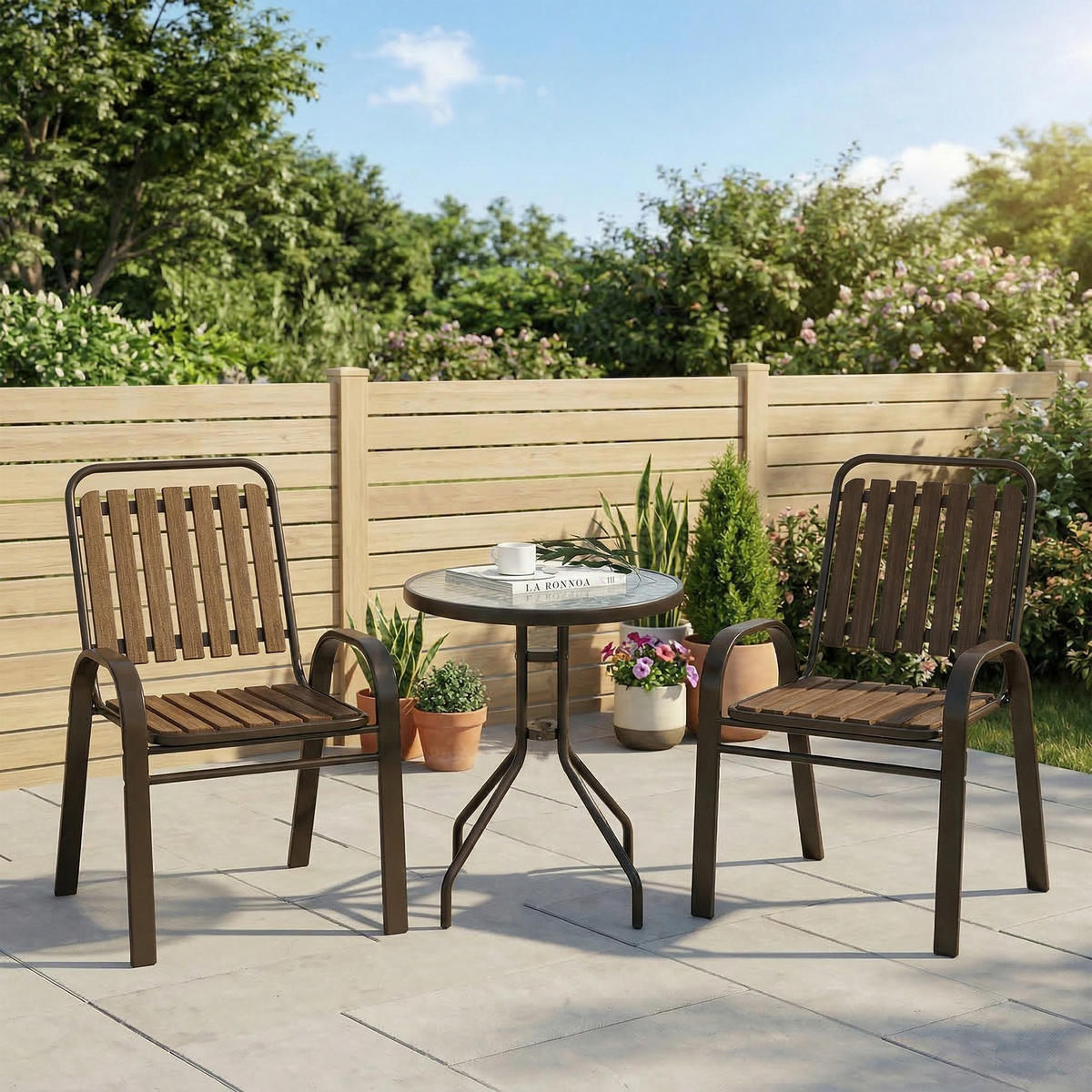 GARTEN-BEISTELLTISCHSET Dunkelbraun 3 Stück - Beige, Naturmaterialien (56/66/91cm) - GiPP