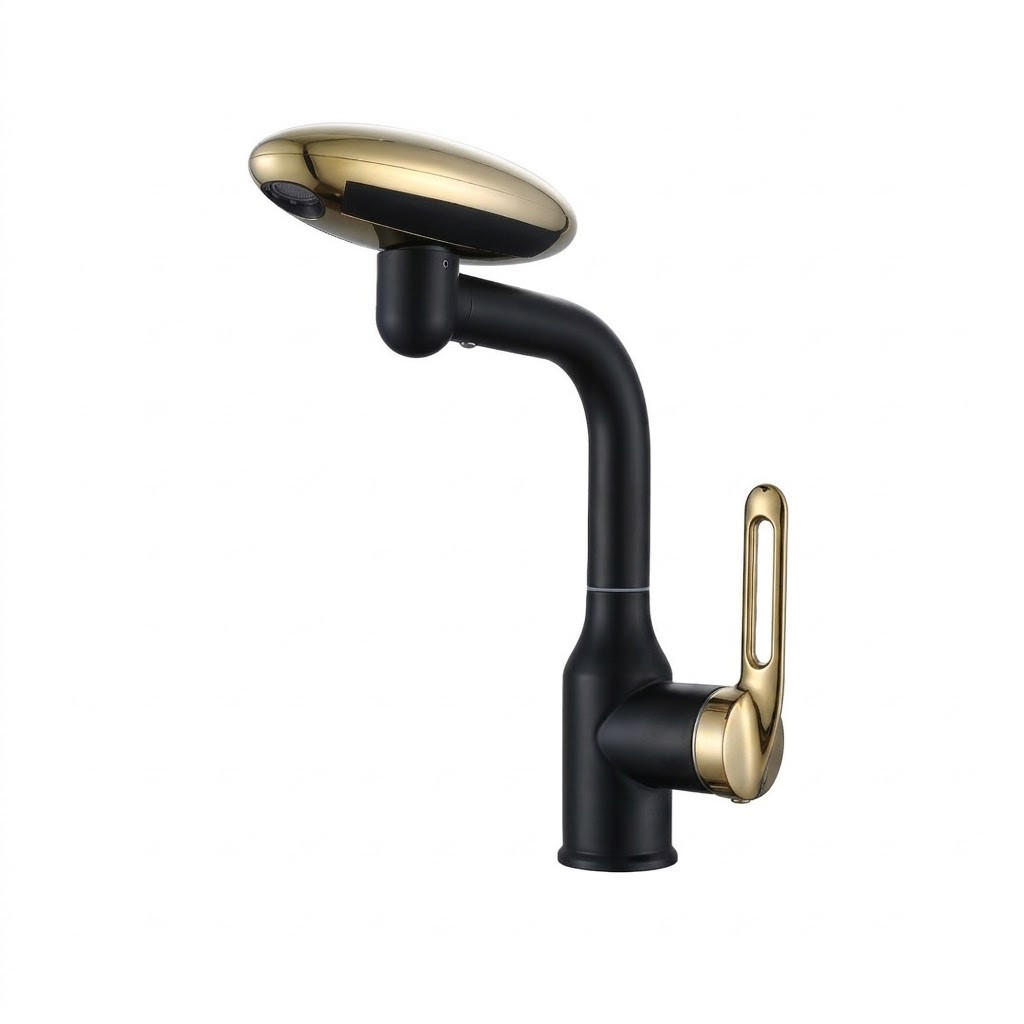 BADEZIMMERARMATUR. 26 x 13,5 cm, schwarz und gold. - Schwarz, Metall (35/10/20cm) - Vallsero