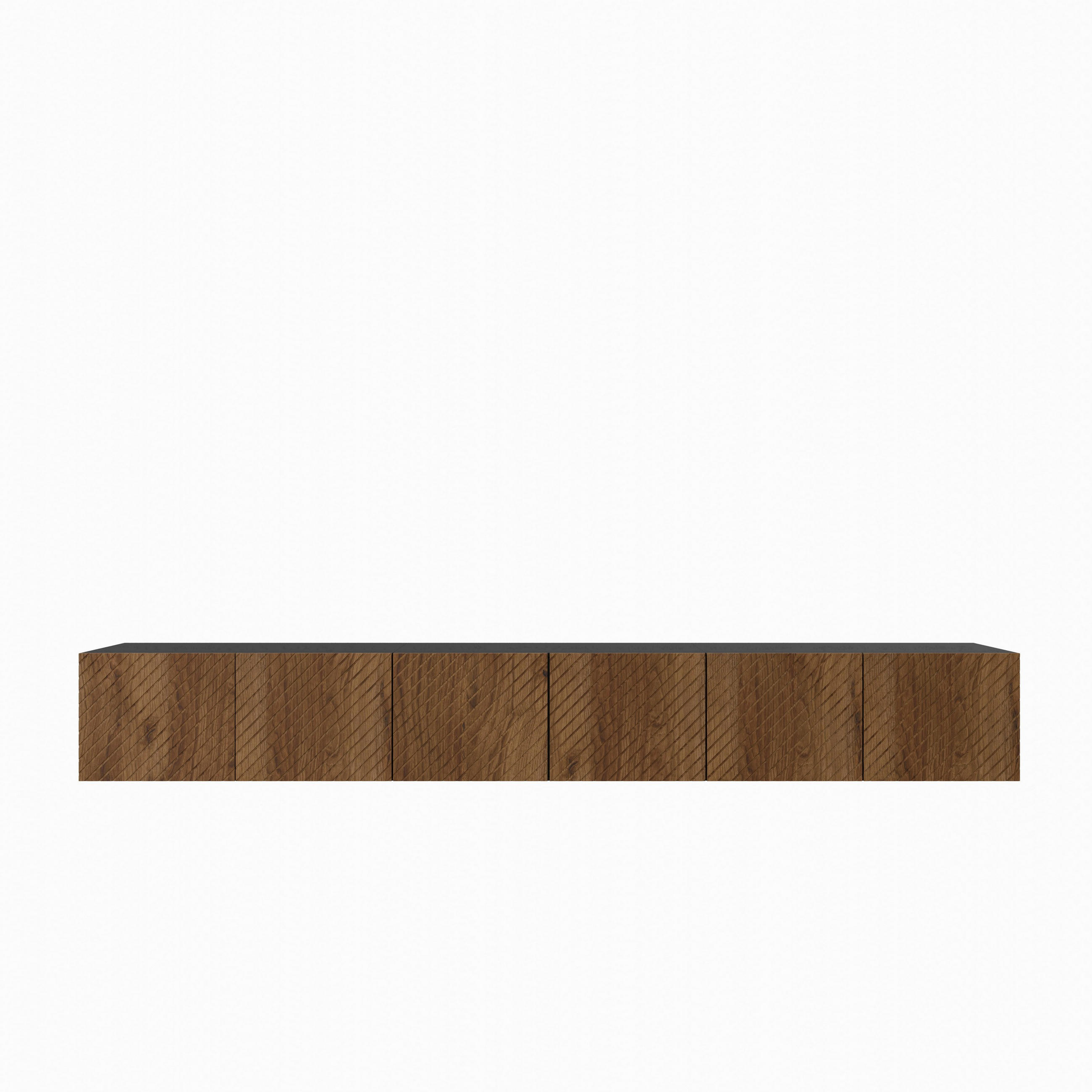 LOWBOARD CAVA 300/41/40 cm, Hängender TV-Schrank Weiß / Eichefarben - Eichefarben/Braun, Holzwerkstoff (300/41/40cm) - MASSENO