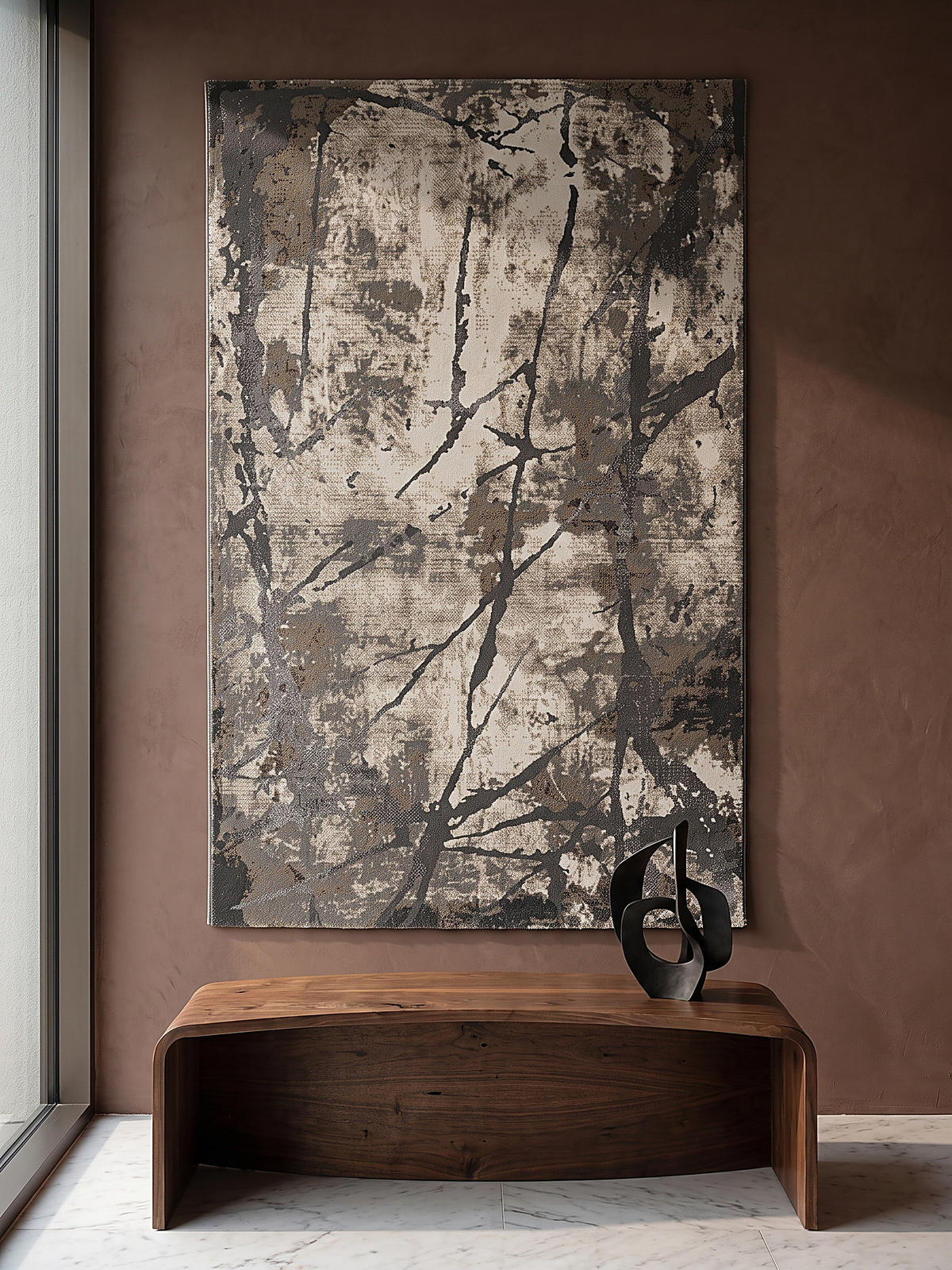 TEPPICH Kurzflor OGLIO Abstrakt Polypropylen-Polyester Natur 80 x 150 cm - Beige, Textil (80/150cm) - KADIMA DESIGN