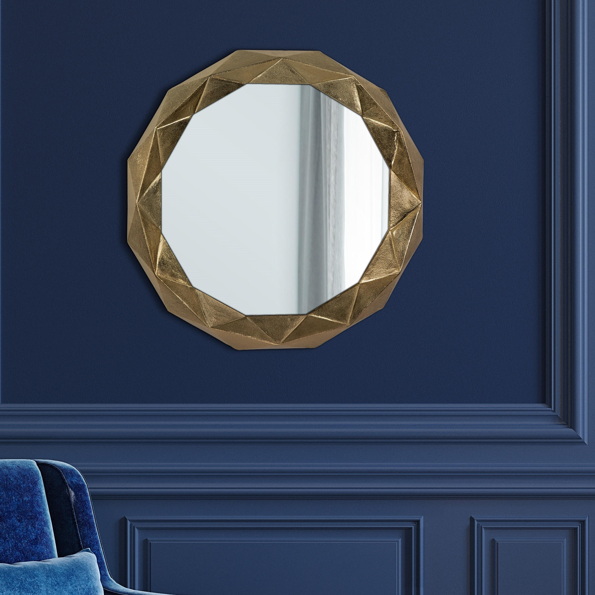 WANDSPIEGEL Ø65 cm rund Gold aus Glas und Aluminium Metallrahmen - Goldfarben, Metall (65/8/65cm) - WOMO-DESIGN