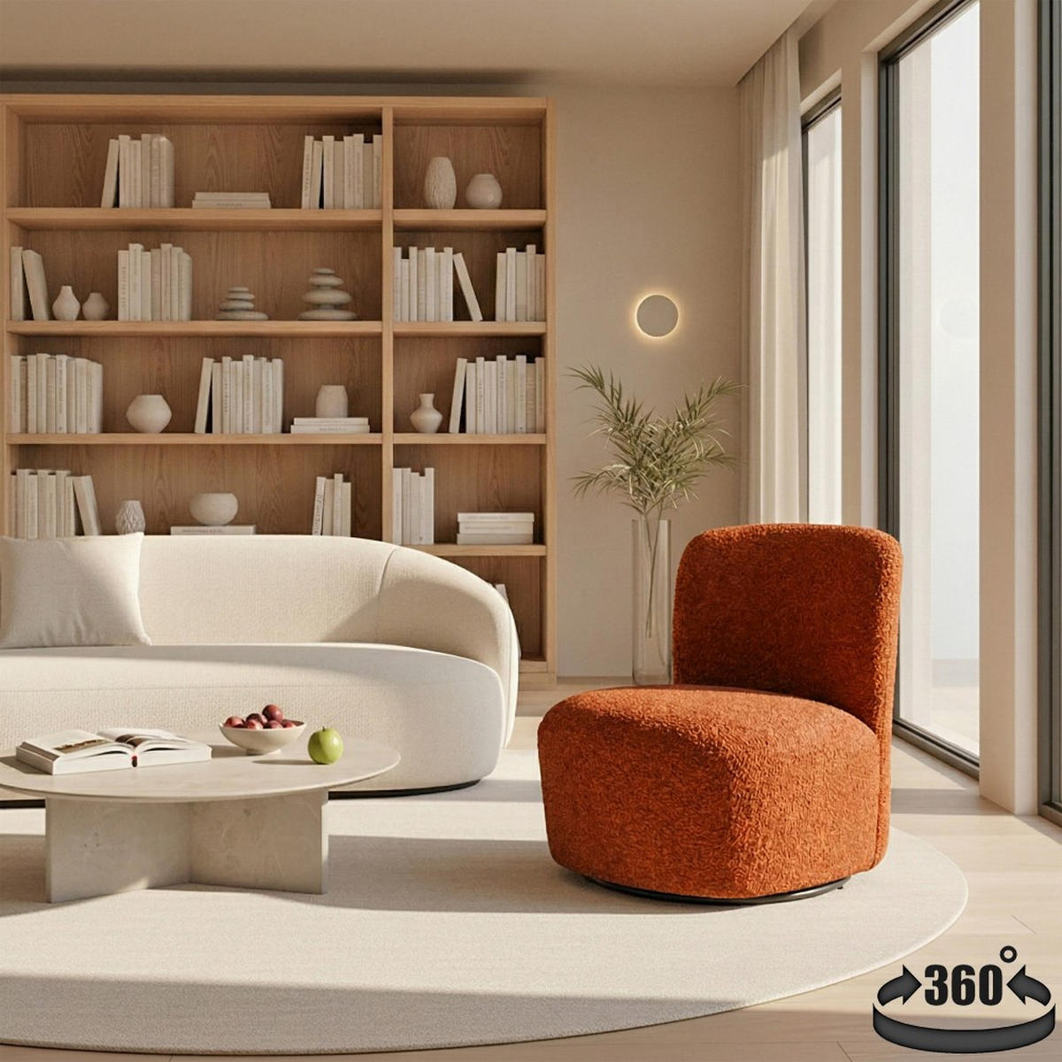 DREHSESSEL Joya für den Wohnbereich, Terrakotta - Terracotta, Textil (69/75/66cm) - Weber Industries