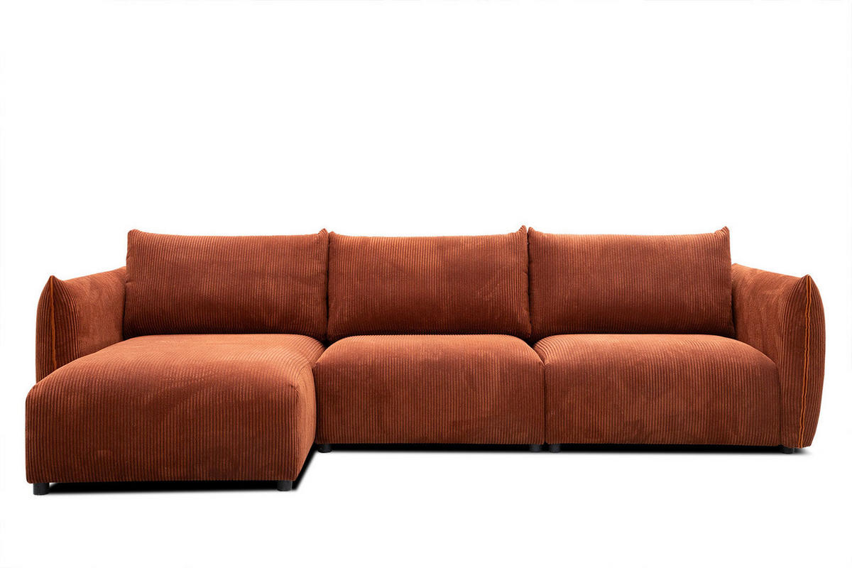ECKSOFA TAUER 5-Sitzer, orange - Schwarz/Orange, Holzwerkstoff/Kunststoff (173/294cm) - Courtois Laville