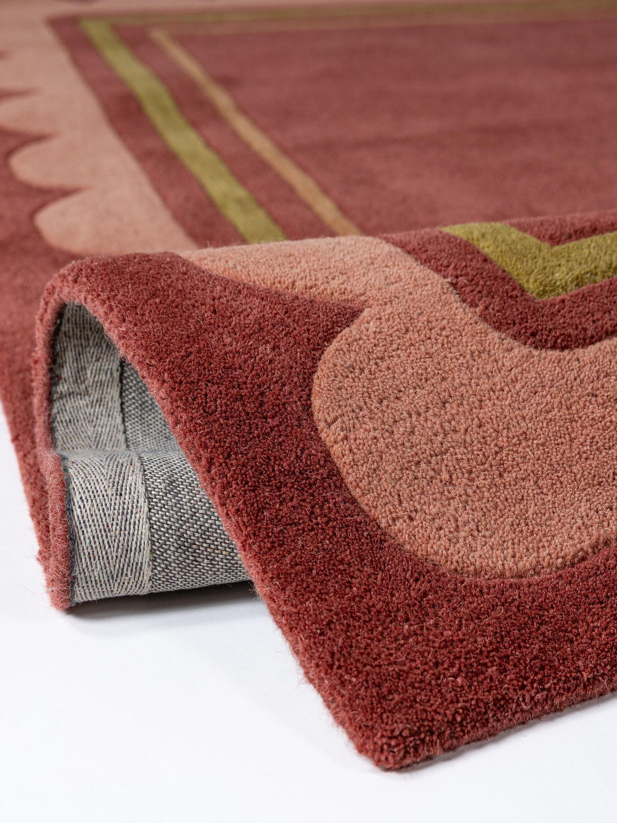 TEPPICHLÄUFER handgetuftet WENSUM, Scallop-Bordüre, Beerenrot, 80 x 230 cm - Rot, Textil (80/230cm) - KADIMA DESIGN