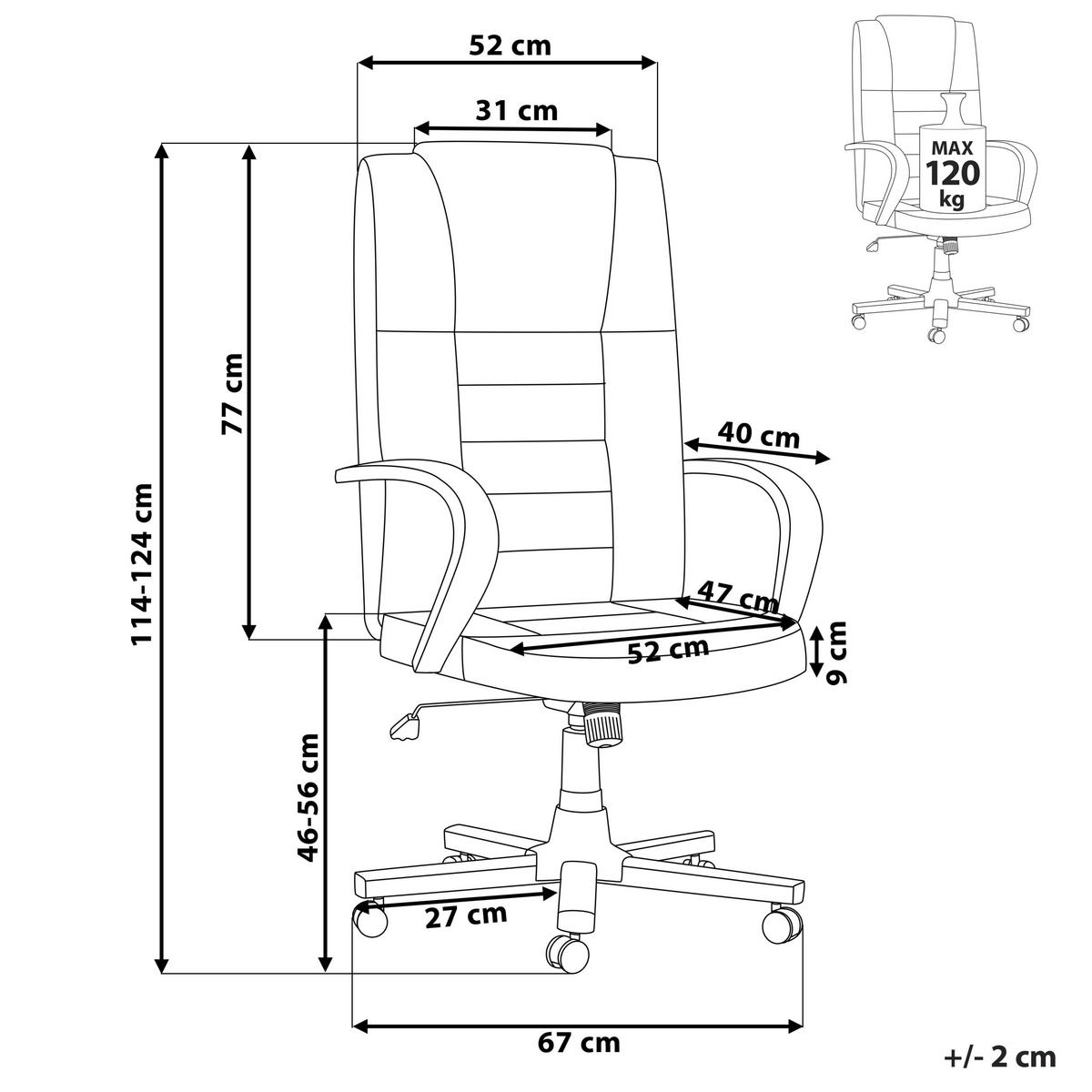 BÜROSTUHL Leder Beige Diamond - Beige, Holz/Fell (67/114/67cm) - Beliani