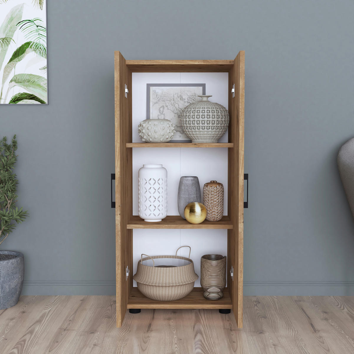 UNIVERZÁLNÍ SKŘÍŇ Åsnes - barva dubu, kompozitní dřevo (49/108/32cm) - [en.casa]
