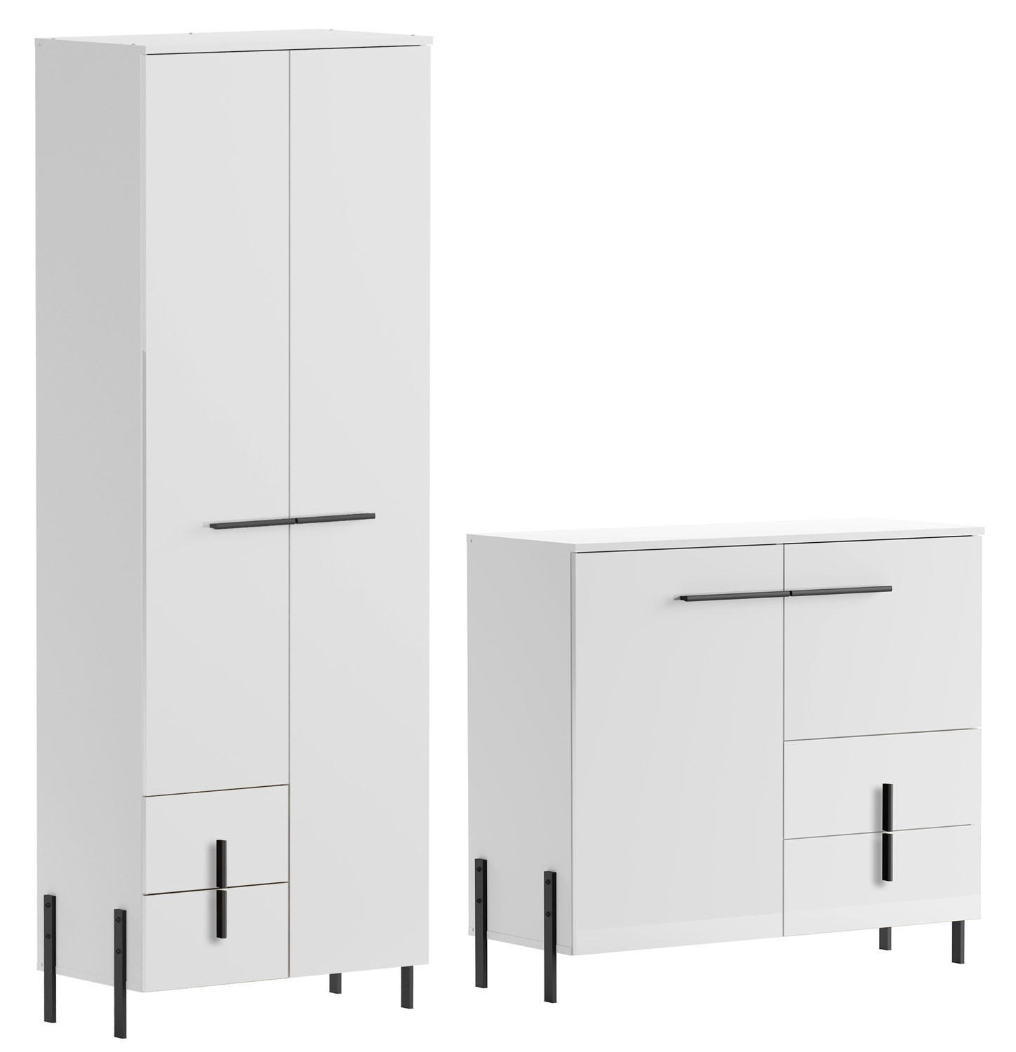 Feldmann-Wohnen Garderoben-Set Weiß, Schwarz 170x200x40 cm