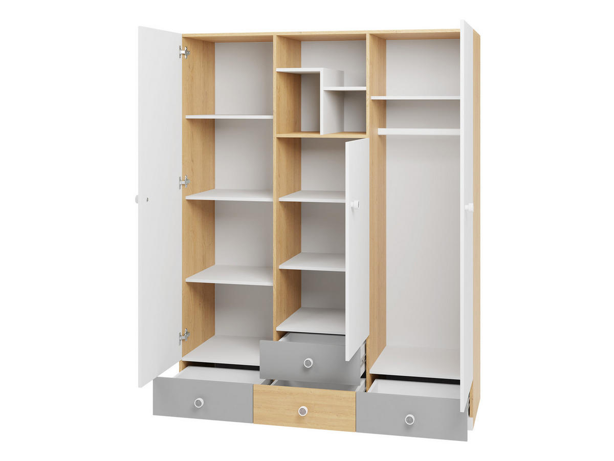 KLEIDERSCHRANK Pixel PX1 - Eichefarben/Weiß, Holzwerkstoff (150/190/50cm) - MIRJAN24