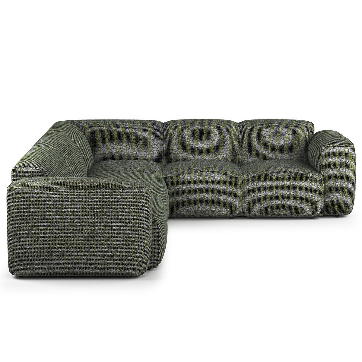 ECKSOFA mit Rundecke - Schwarz/Grün, Kunststoff/Textil (325/260cm) - home24