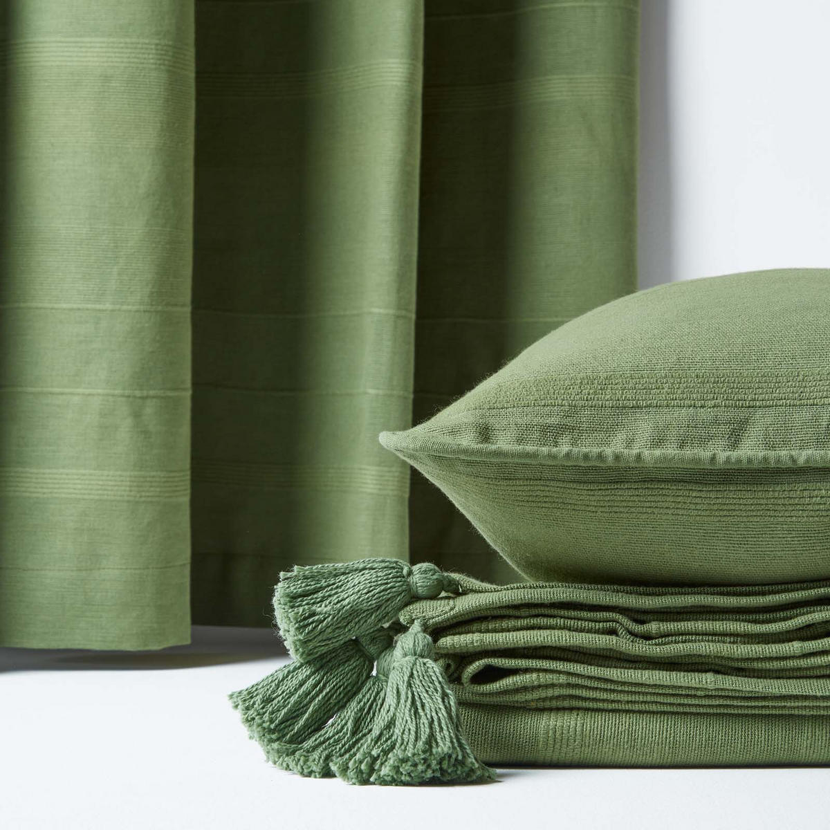 WOHNDECKE Rajput 150/200 cm, 100% Baumwolle - Olivgrün, Textil (150/200cm) - Homescapes