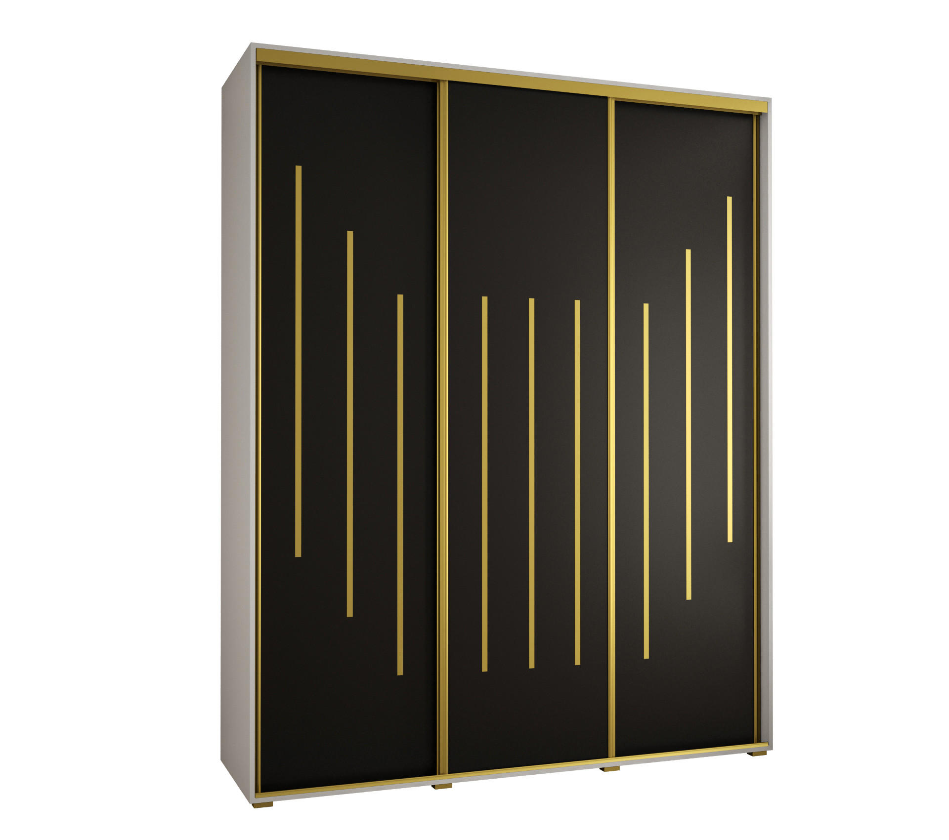 Abiks Möbel Schwebetürenschrank Weiß, Schwarz, Gold 190x235x45 cm