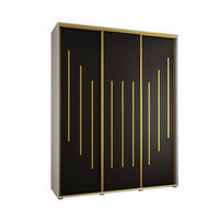 SCHWEBETÜRENSCHRANK 235,2/190/45 3-türig - Goldfarben/Schwarz, Holz/Metall (190/235/45cm) - Abiks Möbel