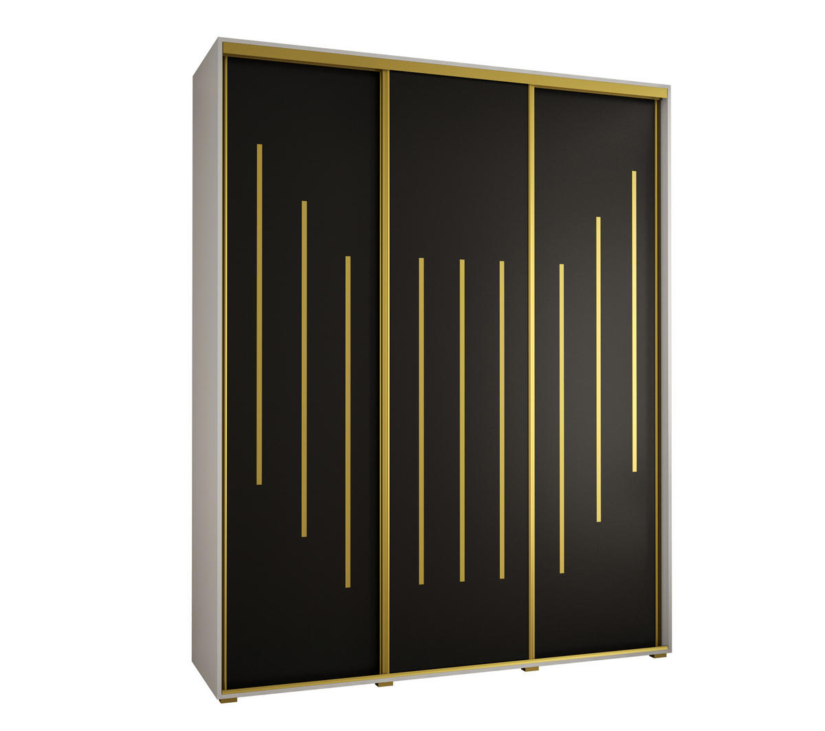 SCHWEBETÜRENSCHRANK 235,2/190/45 3-türig - Goldfarben/Schwarz, Holz/Metall (190/235/45cm) - Abiks Möbel