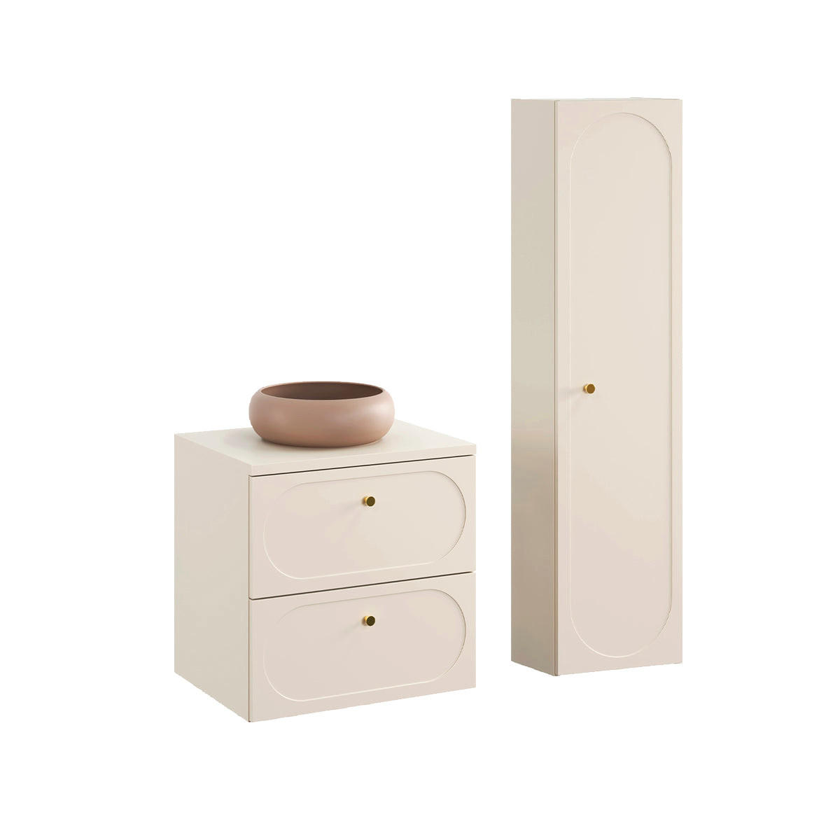 KOUPELNOVÝ NÁBYTEK 60.6cm Sanae 2er-Set Pískově béžová - béžová, kompozitní dřevo (60.6/59/46cm) - Petits-meubles