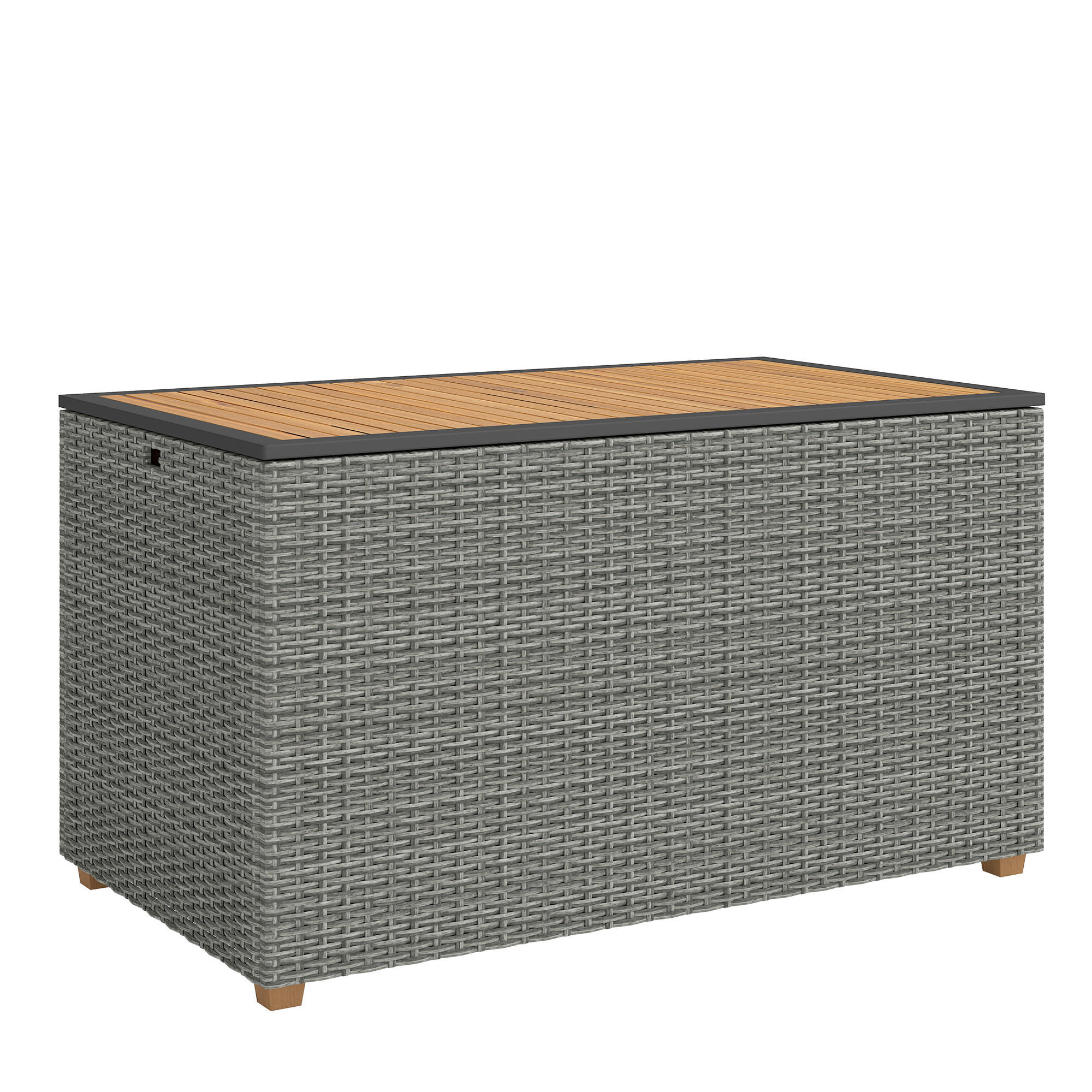 AUFBEWAHRUNGSBOX aus Akazienholz & PE-Rattan, Dunkelgrau - Dunkelgrau, Holz (68/67.5/120cm) - Outsunny