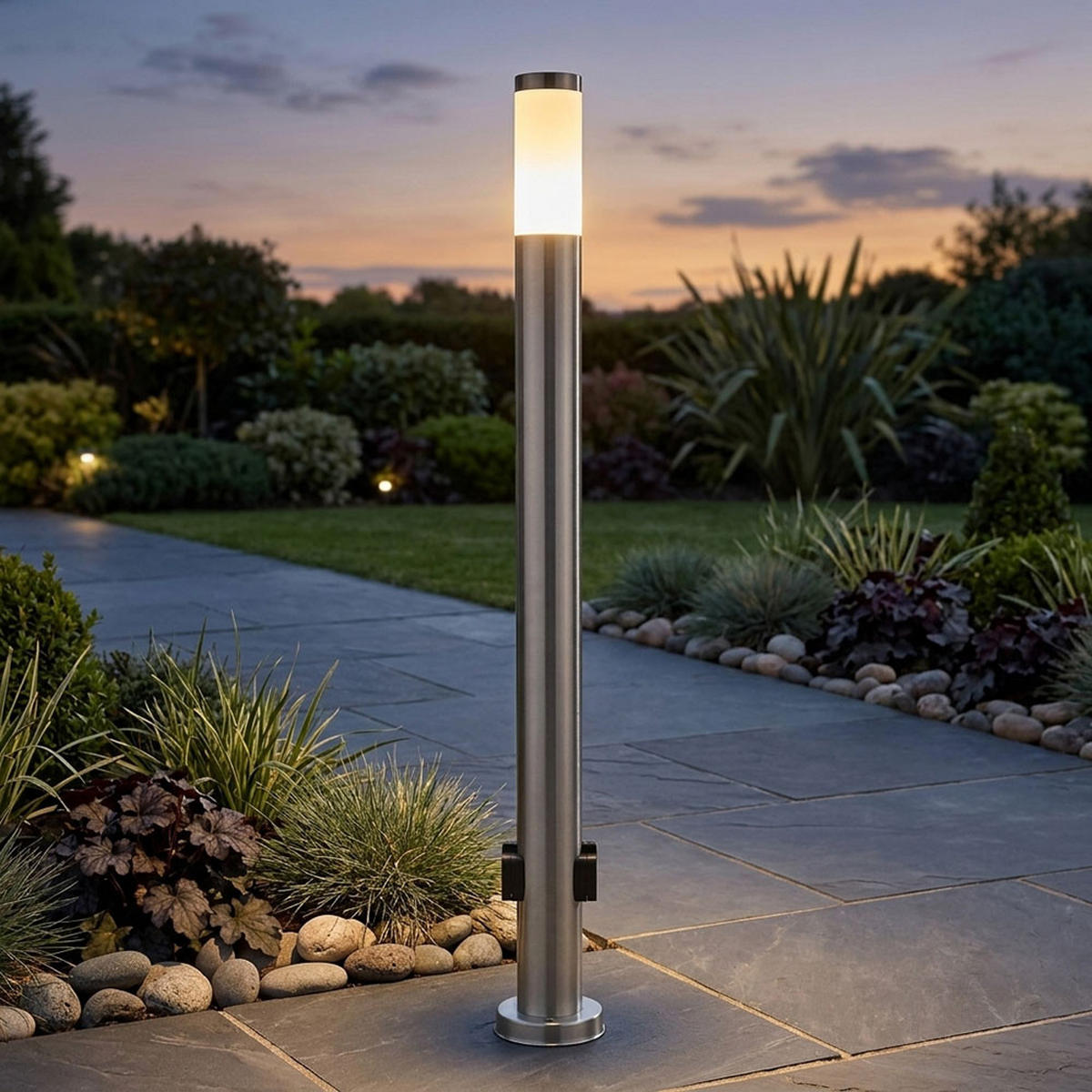 LED STEHLEUCHTE Edelstahl Silber 2er Set - Silberfarben, Metall (13.1/13.1/110cm) - Globo Lighting