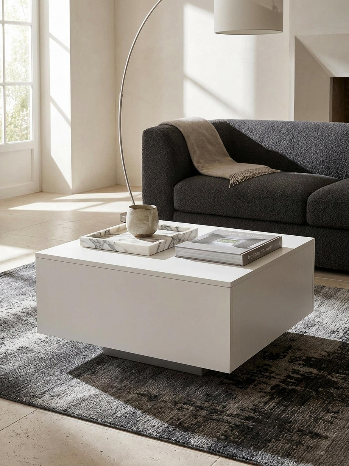 COUCHTISCH aus Holz, Puristisches Design - Weiß, Holz (60/60/35cm) - KADIMA DESIGN