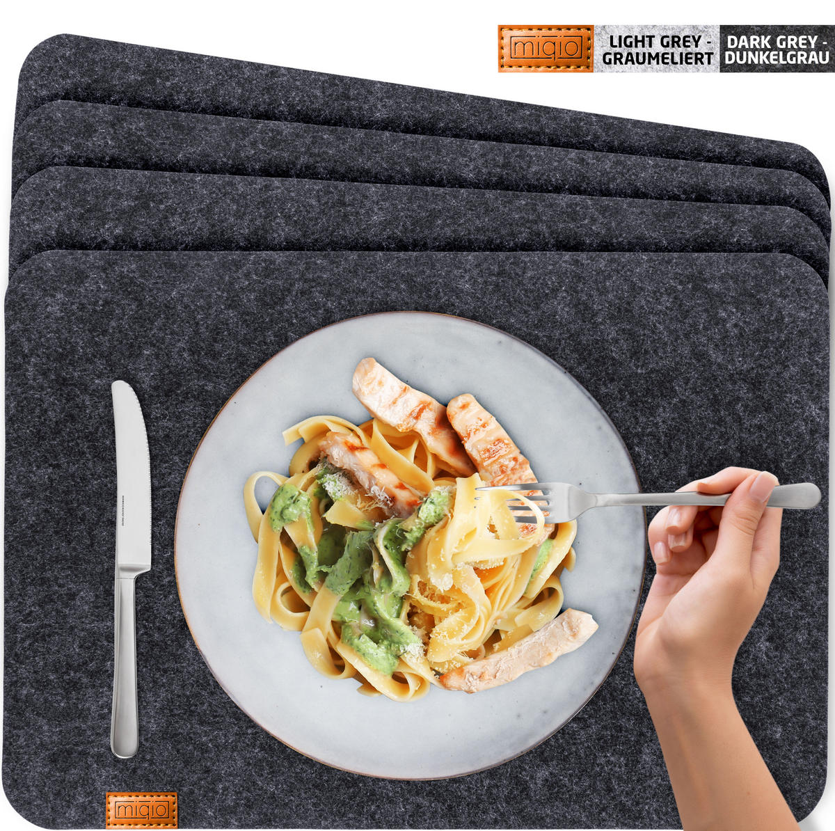 TISCHSETS eckig 6er-Set - Beige, Textil (44/45/3cm) - Miqio Design