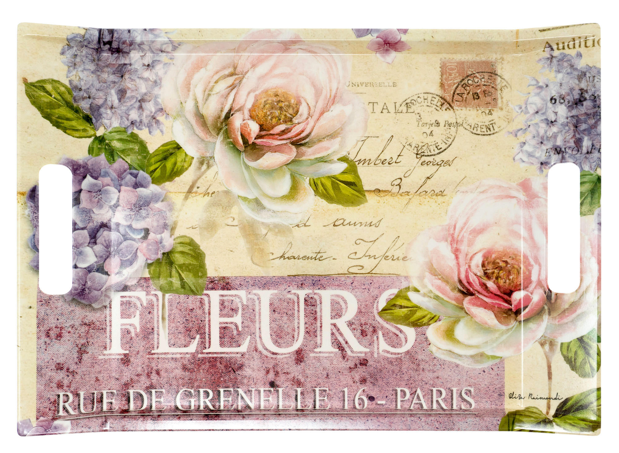 TABLETT Edelrose, rechteckige Serviertablett mit Griff 38x27 cm - Rosa, Kunststoff (27/3/38cm) - Lashuma