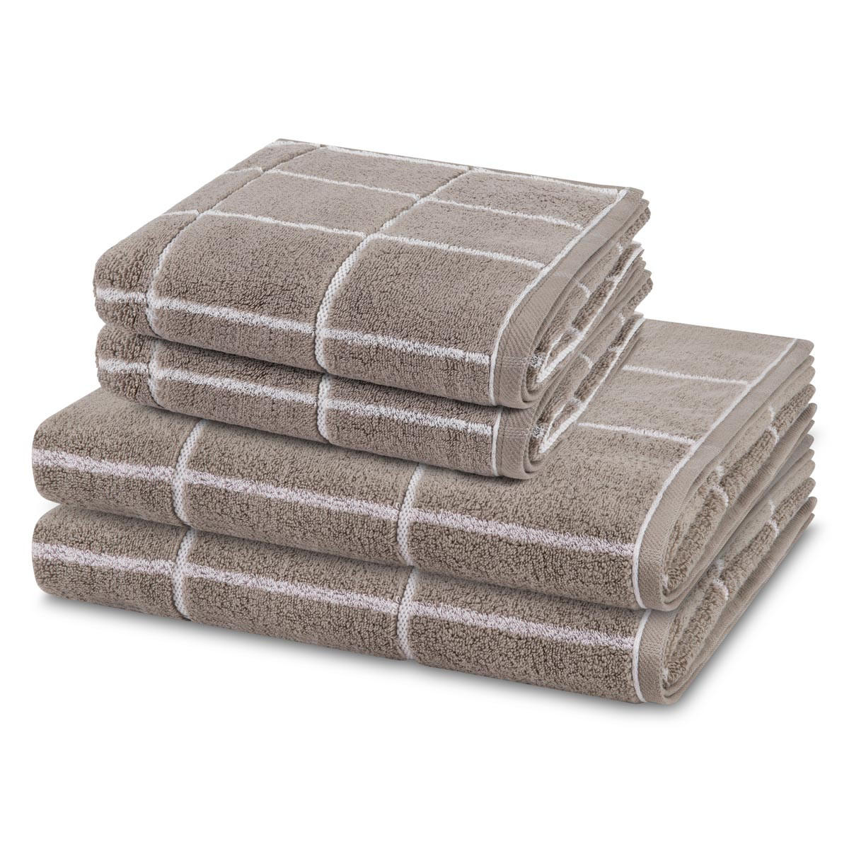 FROTTIERSET Sensual Skin Karo 4-teilig - Grau, Textil (50/100cm) - Ross