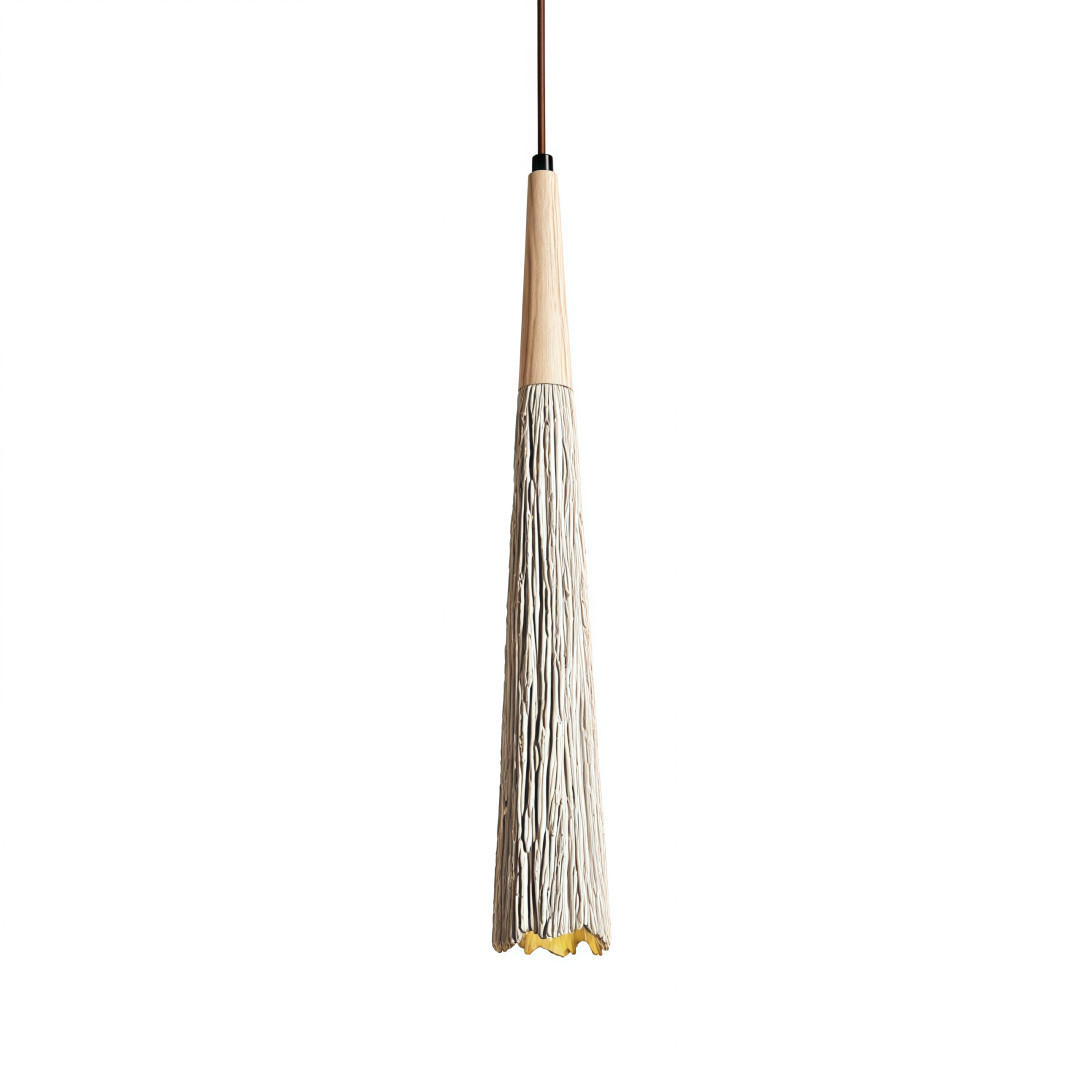 PENDELLEUCHTE Beton & Holz, Wabi Sabi 42CM - Gelb, Naturmaterialien (7/42/7cm) - Authentics