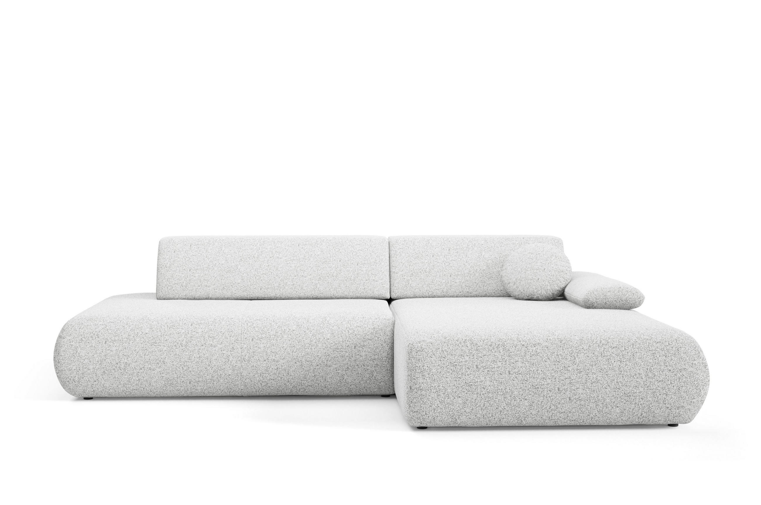 ECKSOFA DELTA R-S Hellgrau Geflochtener Stoff mit Schlaffunktion - Hellgrau, Holz (286/173.5cm) - MASSENO