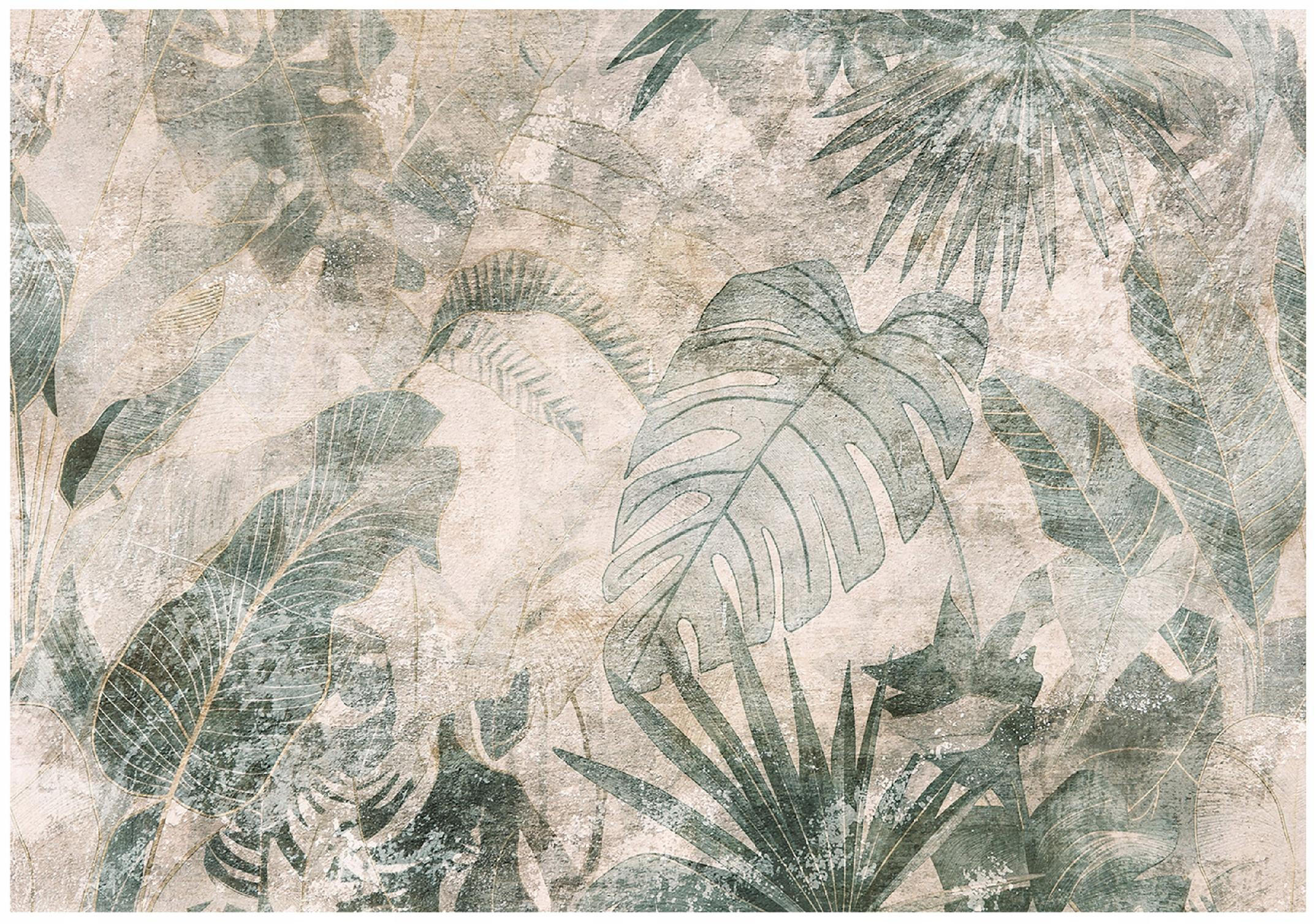 FOTOTAPETE Blätter Beton Beige 312x219 cm - Multicolor, Papier (312/219cm) - Wallarena