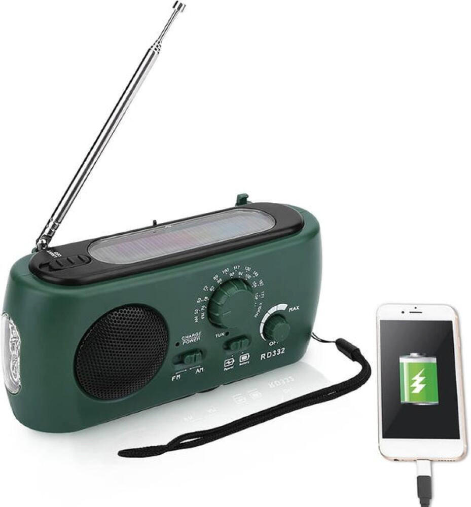 RADIO – FM/AM – LED-Taschenlampe/Notladefunktion/Batteriebetrieben – Grün - Grün, Kunststoff (15/7/5cm) - DCA