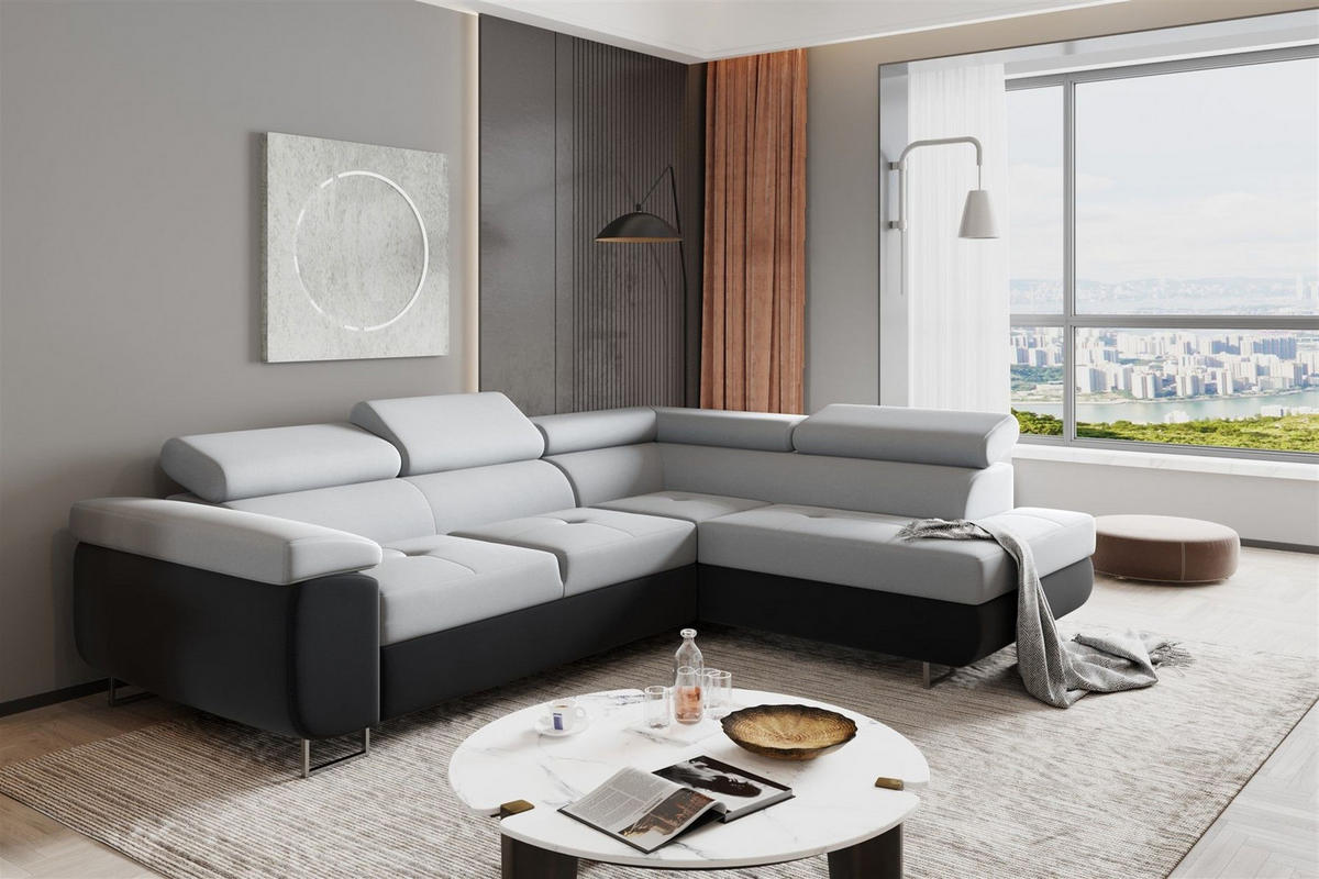 ECKSOFA Jade Mit Schlaffunktion - Anthrazit, Holzwerkstoff/Textil (275/202cm) - Fun Möbel