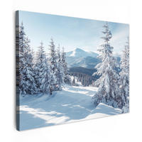 LEINWANDBILD Winterlandschaft - Natur - Berge - Bäume - Schnee Wandbilder 80x60 cm - Hellblau, Textil (80/60cm) - MuchoWow