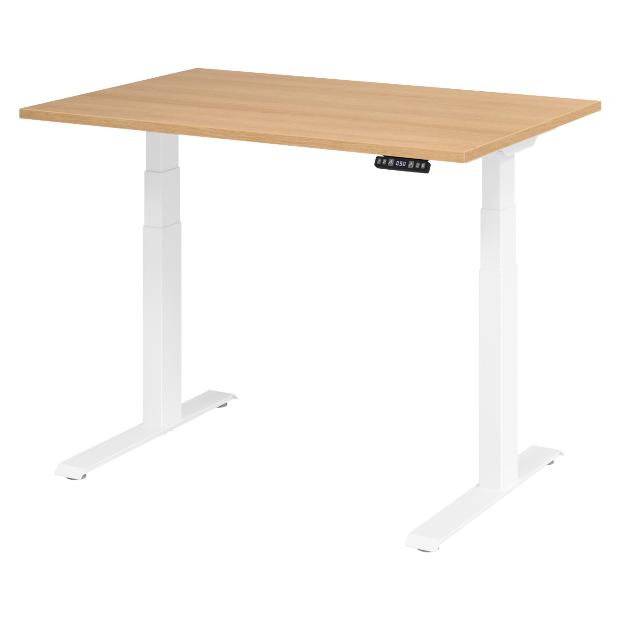 SCHREIBTISCH elektrisch XDKB 80/120/74 cm in Eichefarben/Weiß - Eichefarben/Weiß, Holzwerkstoff (80/120/74cm) - bümö