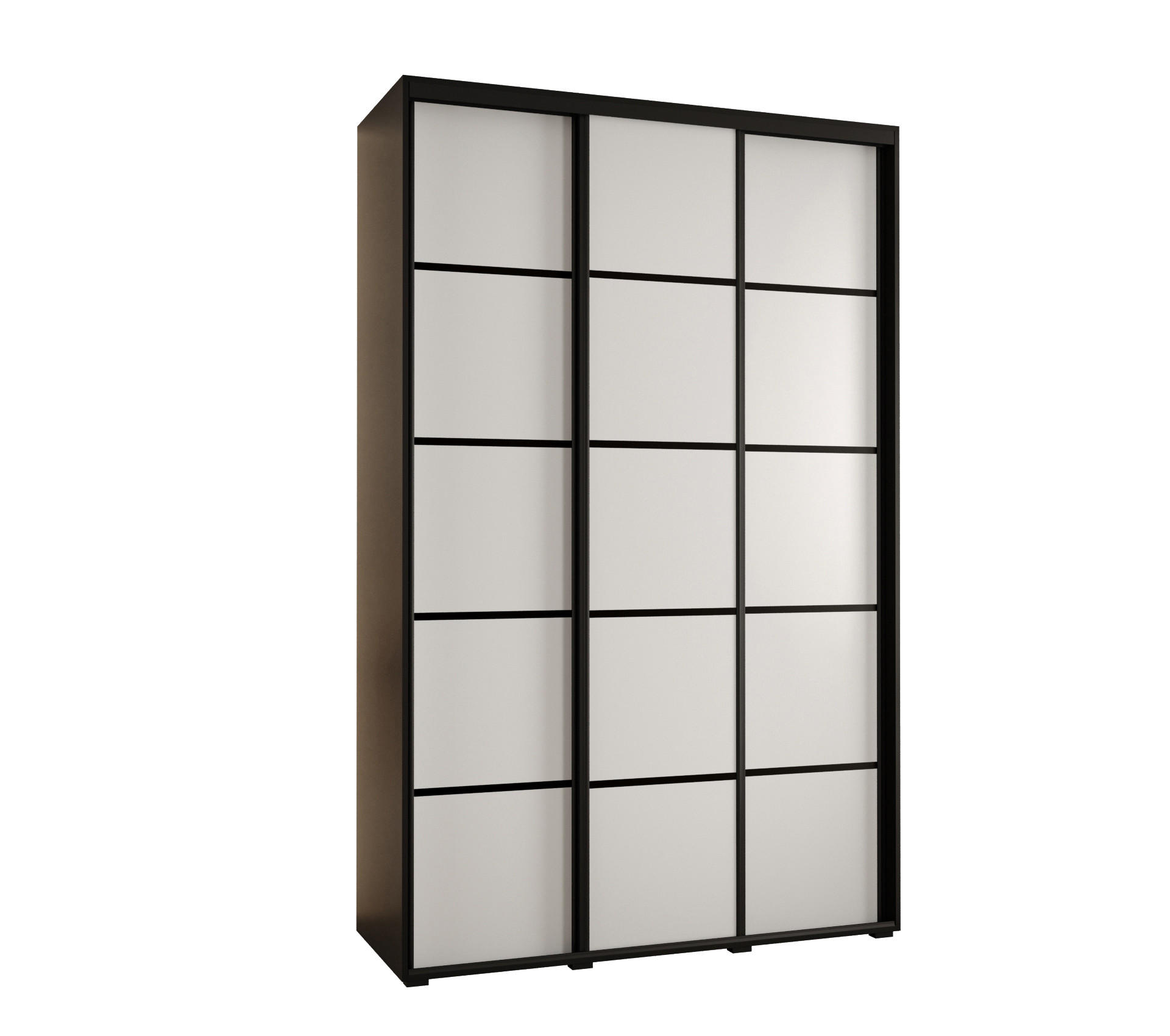 Abiks Möbel Schwebetürenschrank Schwarz, Weiß, Schwarz 160x235x60 cm